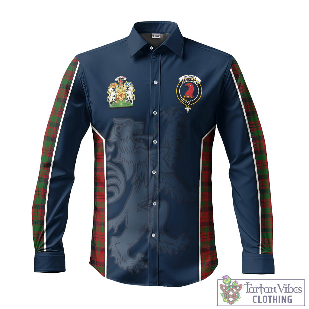 Tartan Vibes Clothing MacNicol Tartan Long Sleeve Button Up Shirt with Family Crest and Lion Rampant Vibes Sport Style