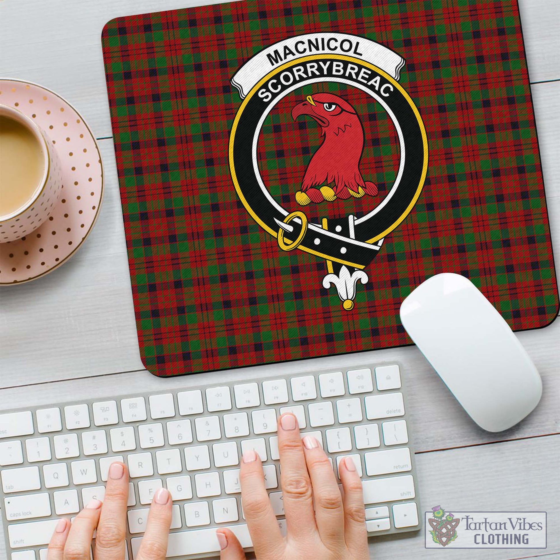 Tartan Vibes Clothing MacNicol Tartan Mouse Pad with Family Crest