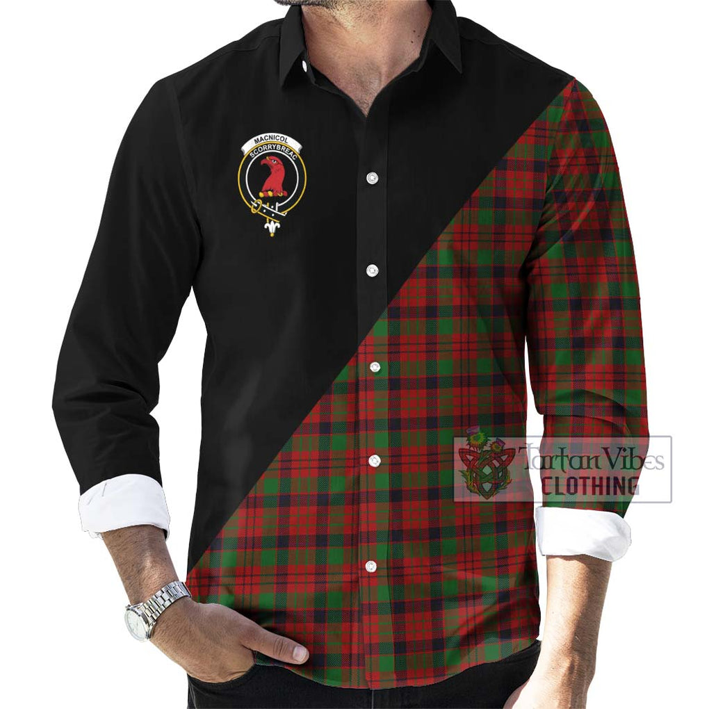 MacNicol (McNicol) Tartan Long Sleeve Button Shirt with Family Crest and Military Logo Style - Tartanvibesclothing Shop