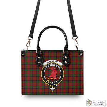 MacNicol (McNicol) Tartan Luxury Leather Handbags with Family Crest - Tartan Vibes Clothing