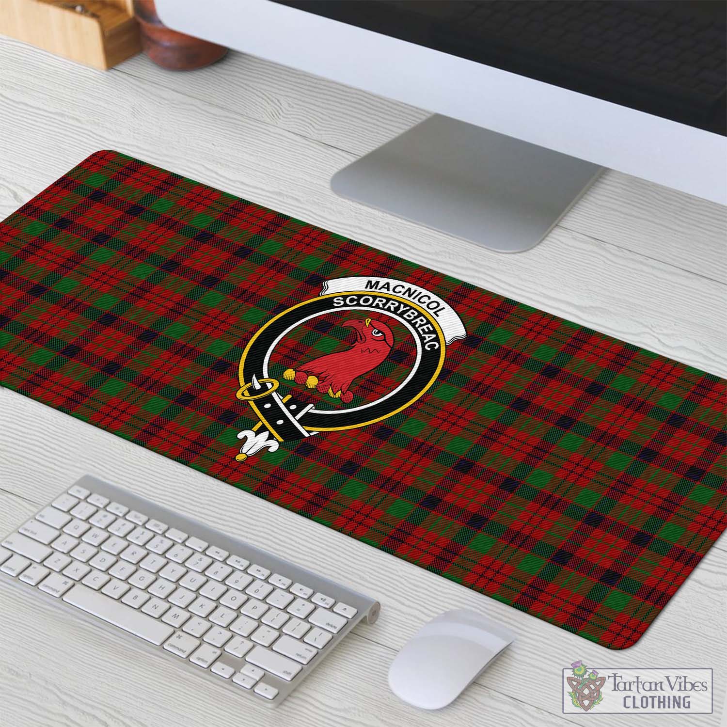 Tartan Vibes Clothing MacNicol Tartan Mouse Pad with Family Crest