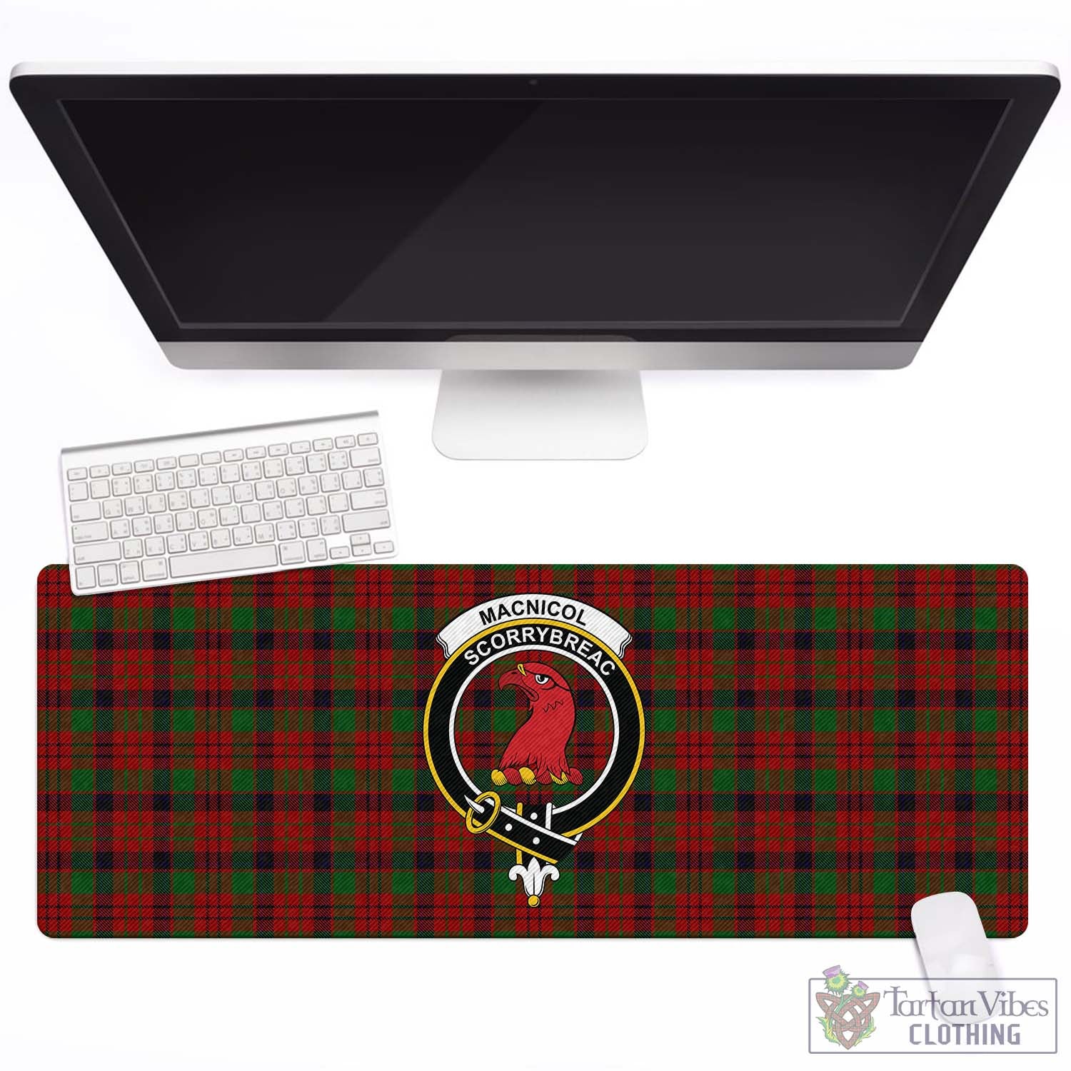 Tartan Vibes Clothing MacNicol Tartan Mouse Pad with Family Crest