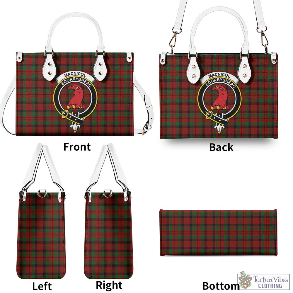 Tartan Vibes Clothing MacNicol Tartan Luxury Leather Handbags with Family Crest
