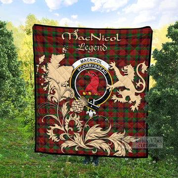 Tartan Vibes Clothing MacNicol (McNicol) Tartan Quilt with Family Crest and Scottish Symbol Style