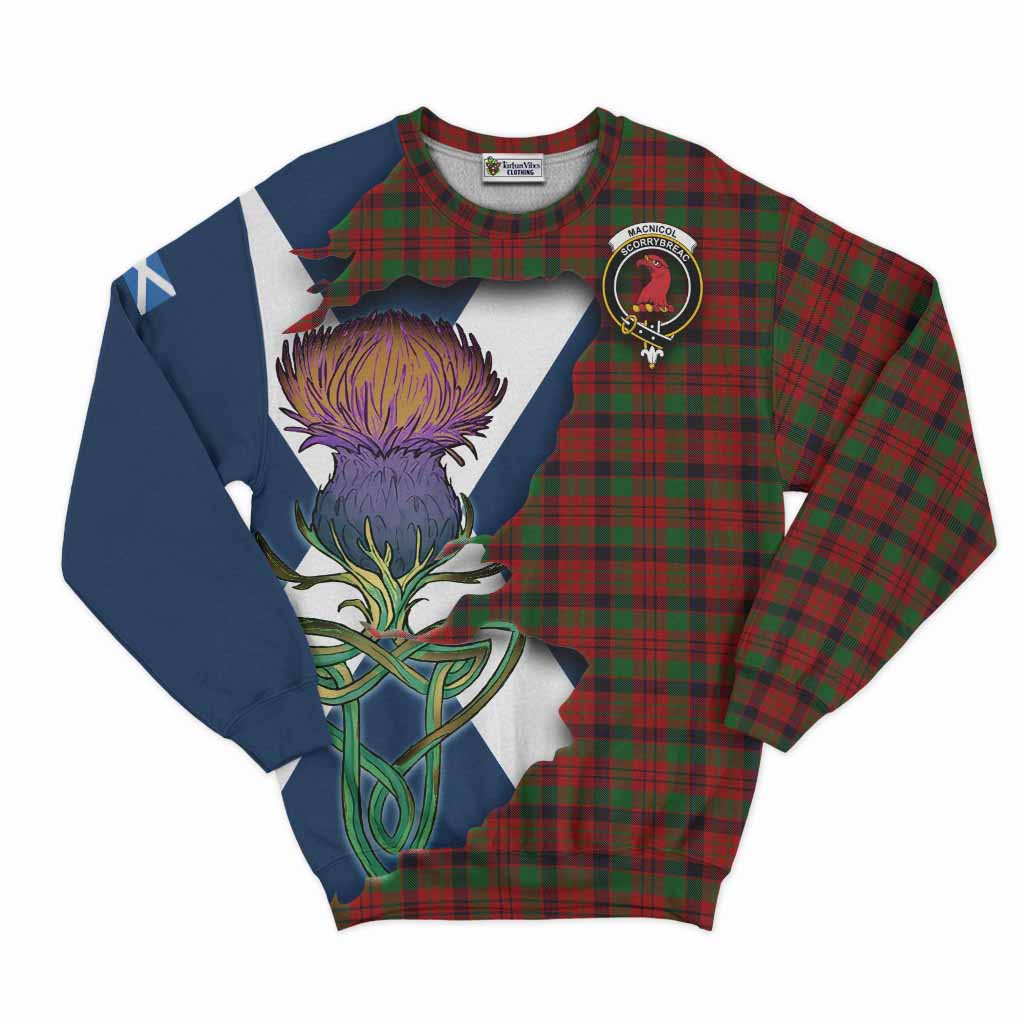 Tartan Vibes Clothing MacNicol (McNicol) Tartan Family Crest Sweatshirt Scottish Thistle Celtic Inspired
