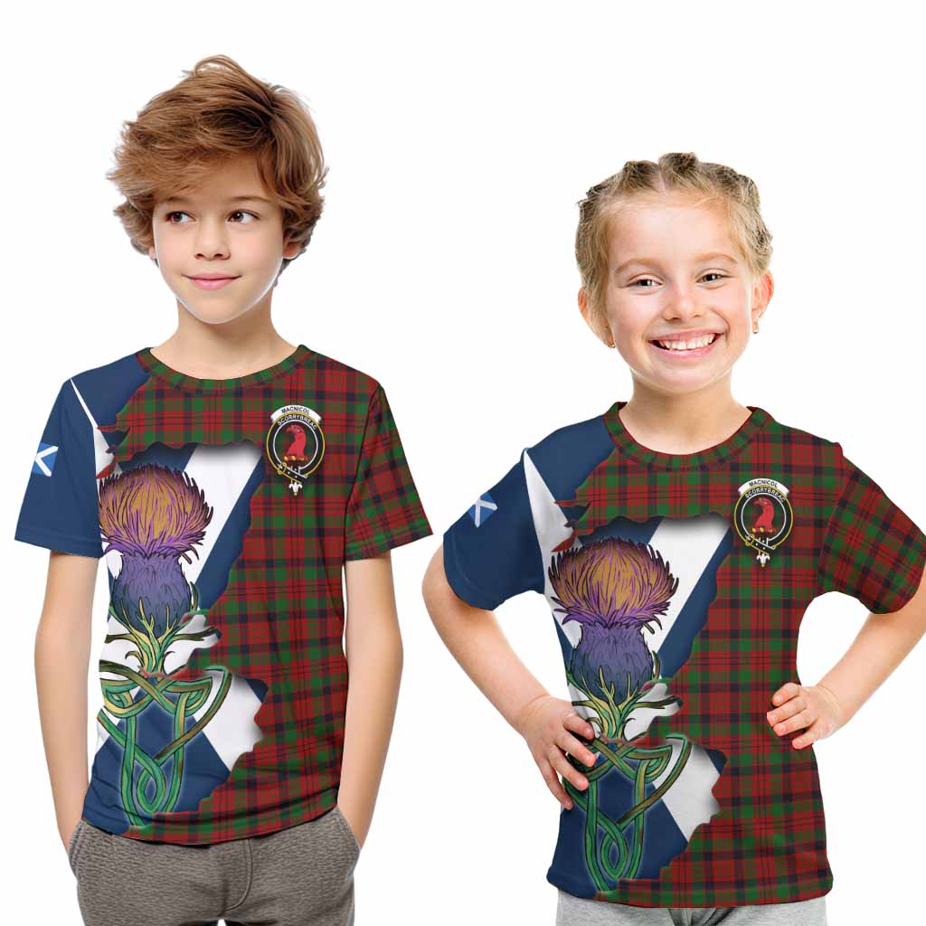 Tartan Vibes Clothing MacNicol (McNicol) Tartan Family Crest Kid T-Shirt Scottish Thistle Celtic Inspired