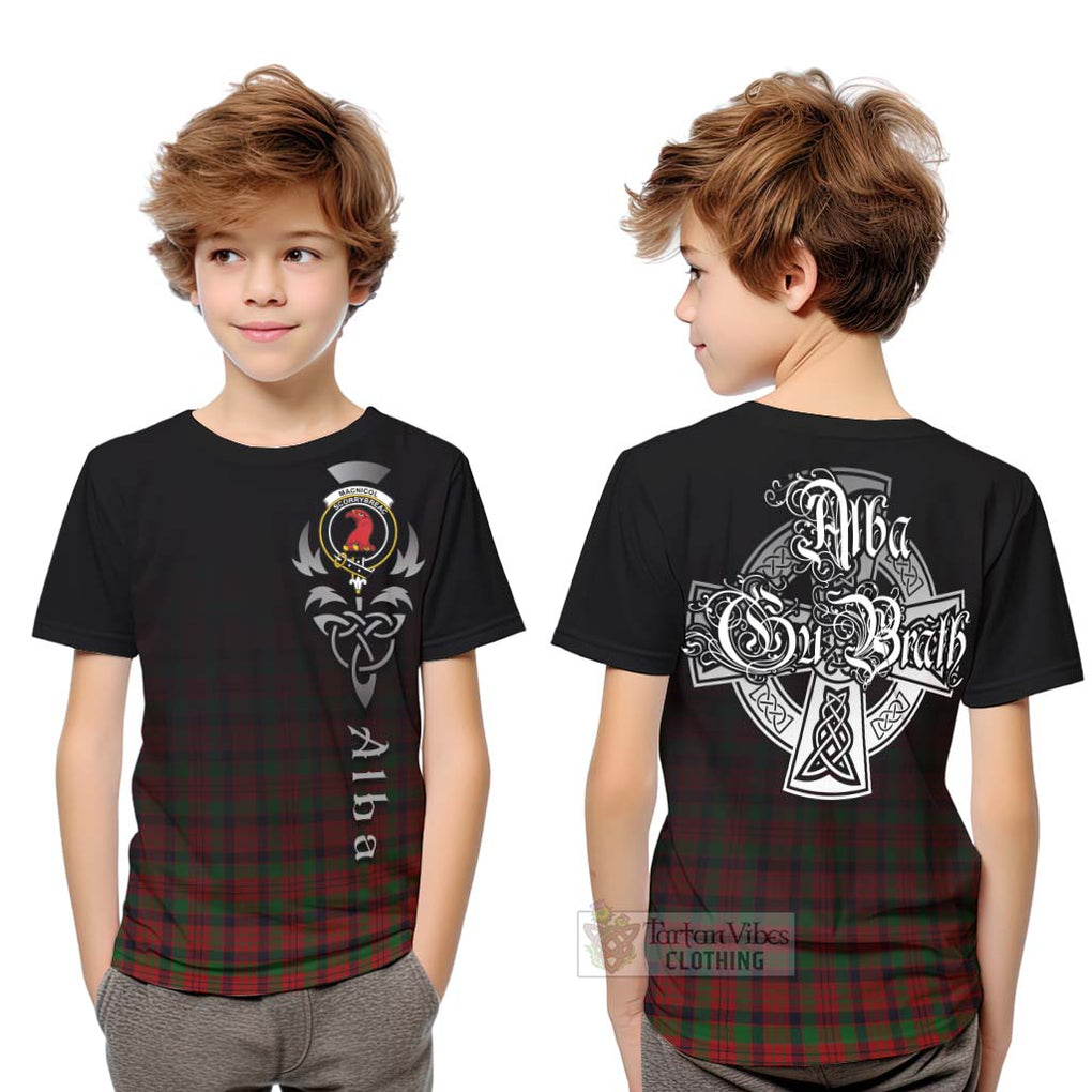 Tartan Vibes Clothing MacNicol (McNicol) Tartan Kid T-Shirt Featuring Alba Gu Brath Family Crest Celtic Inspired