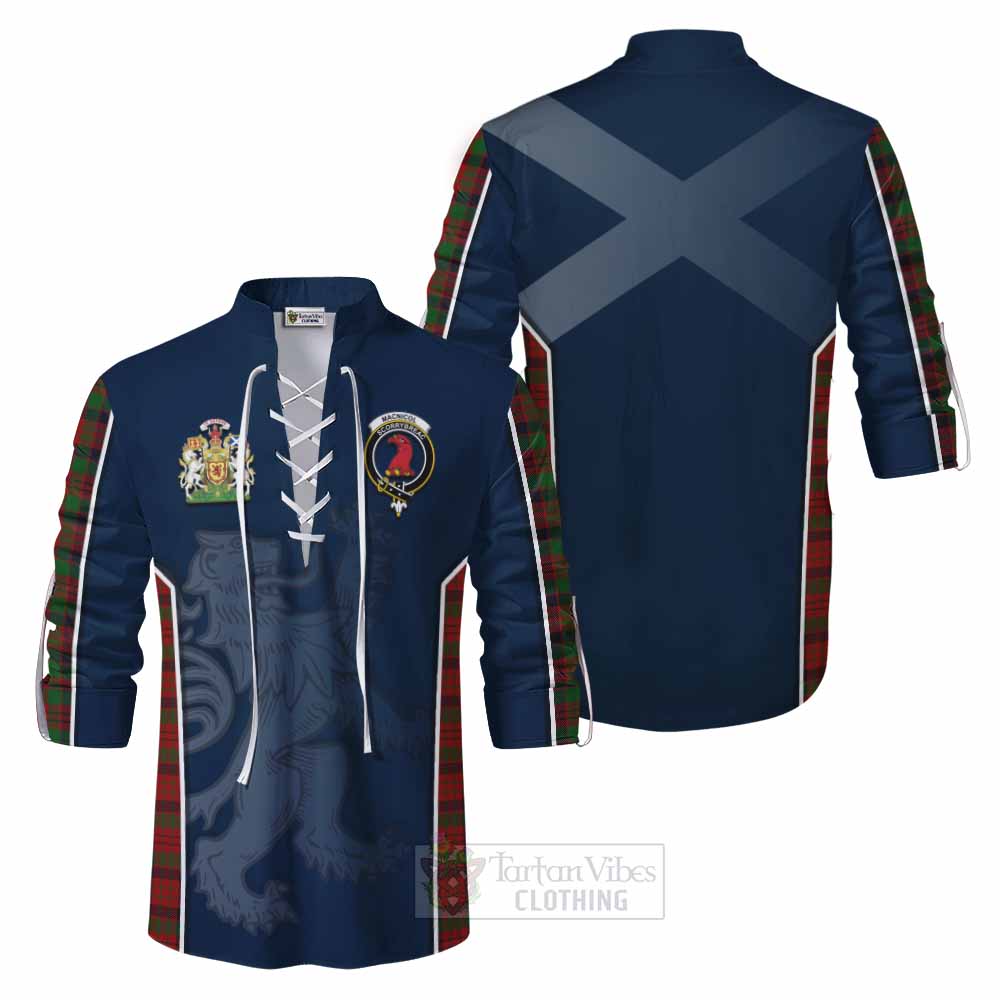 Tartan Vibes Clothing MacNicol (McNicol) Tartan Ghillie Kilt Shirt with Family Crest and Lion Rampant Vibes Sport Style