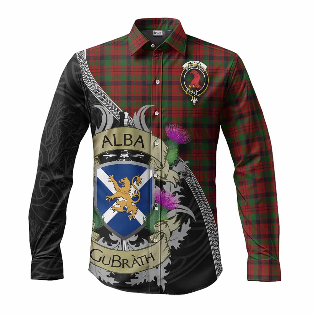 Tartan Vibes Clothing MacNicol (McNicol) Tartan Family Crest Long Sleeve Button Shirt Lion Rampant Royal Thistle Shield Celtic Inspired