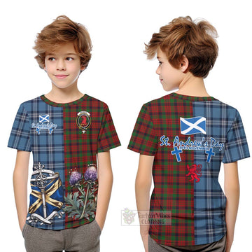 MacNicol (McNicol) Tartan Kid T-Shirt Happy St. Andrew's Day Half Tartan Style