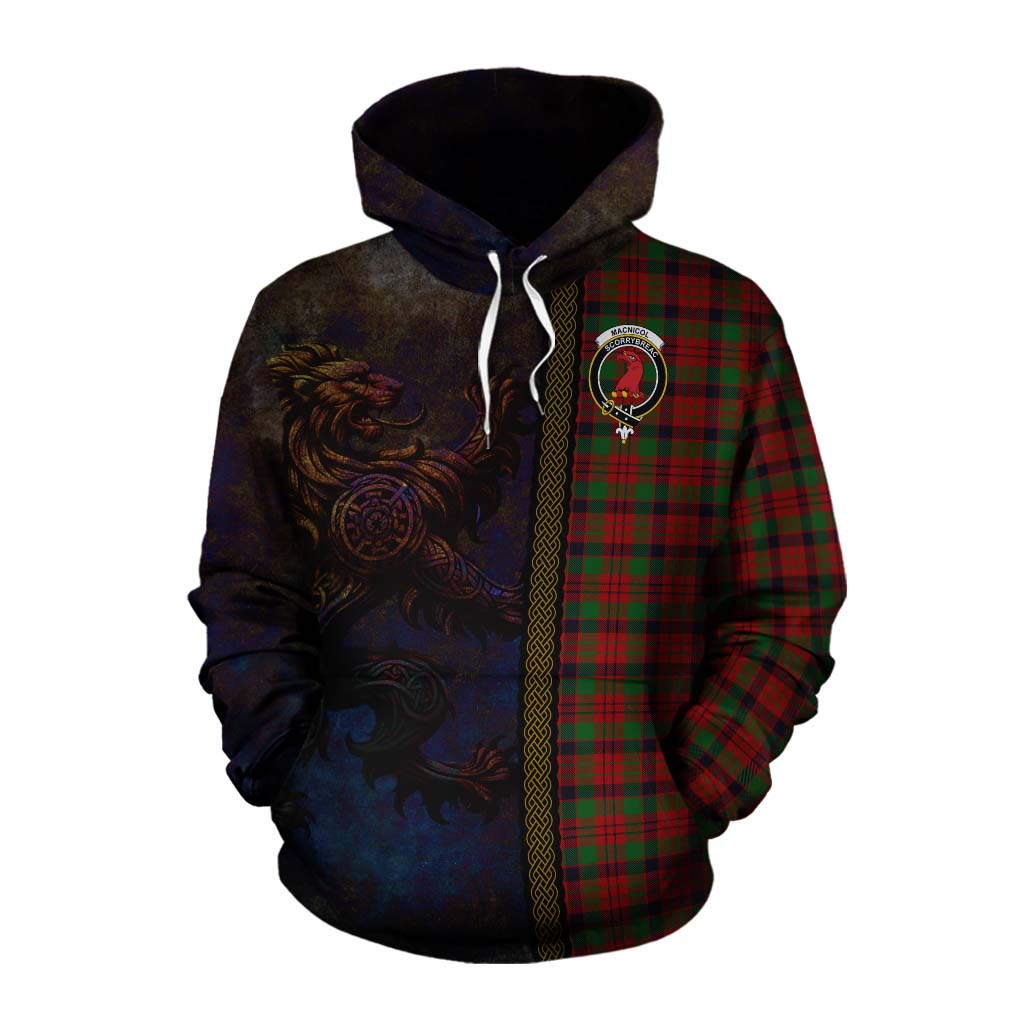 Tartan Vibes Clothing MacNicol (McNicol) Tartan Family Crest Cotton Hoodie Alba Gu Brath Be Brave Lion Ancient Style