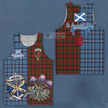 Tartan Vibes Clothing MacNicol (McNicol) Tartan Men's Tank Top Happy St. Andrew's Day Half Tartan Style