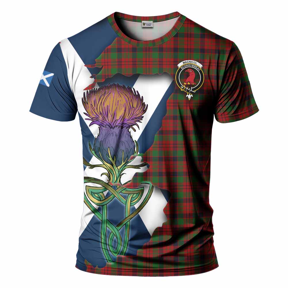 Tartan Vibes Clothing MacNicol (McNicol) Tartan Family Crest T-Shirt Scottish Thistle Celtic Inspired