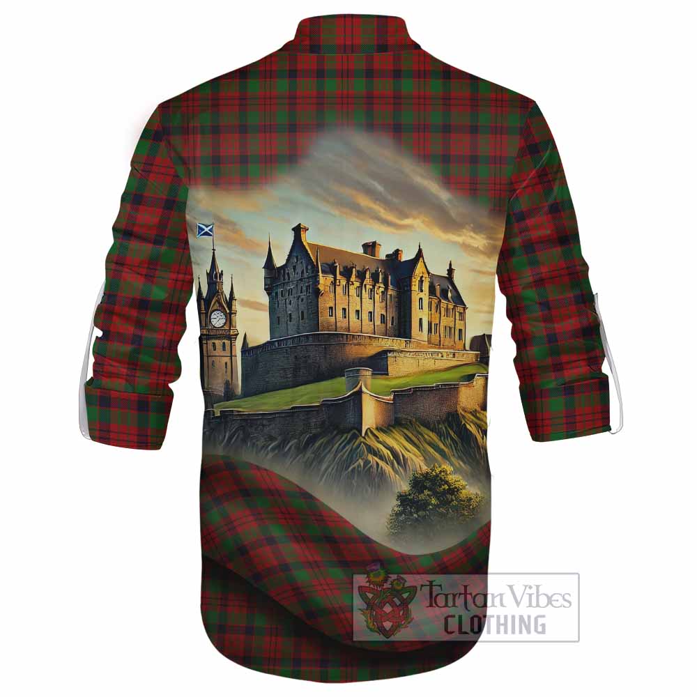 Tartan Vibes Clothing MacNicol (McNicol) Tartan Family Crest Ghillie Kilt Shirt with Scottish Ancient Castle Style
