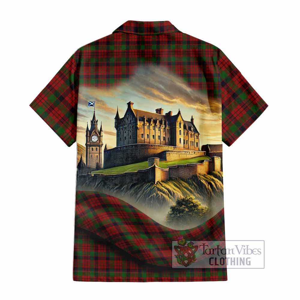 Tartan Vibes Clothing MacNicol (McNicol) Tartan Family Crest Short Sleeve Button Shirt with Scottish Ancient Castle Style