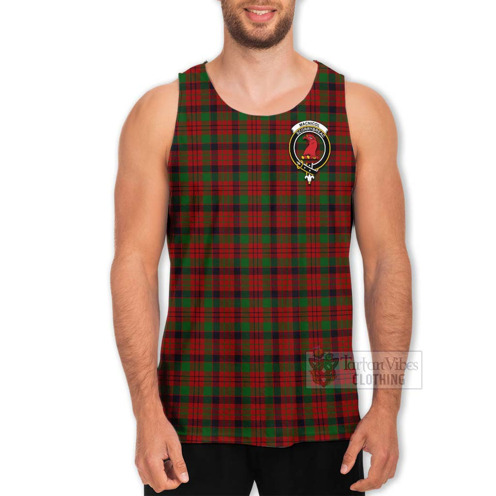 Tartan Vibes Clothing MacNicol (McNicol) Tartan Men's Tank Top with Family Crest and Bearded Skull Holding Bottles of Whiskey