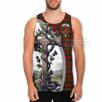 Tartan Vibes Clothing MacNicol (McNicol) Tartan Men's Tank Top with Family Crest and St. Andrew's Cross Accented by Thistle Vines