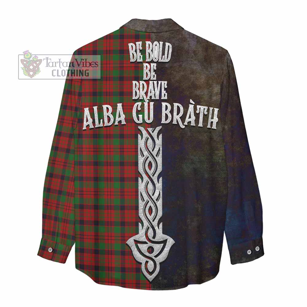 Tartan Vibes Clothing MacNicol (McNicol) Tartan Family Crest Women's Casual Shirt Alba Gu Brath Be Brave Lion Ancient Style