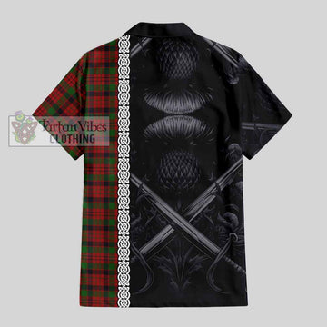 Tartan Vibes Clothing MacNicol (McNicol) Tartan Short Sleeve Button Shirt with Family Crest Cross Sword Thistle Celtic Vibes