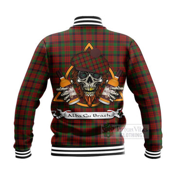 Tartan Vibes Clothing MacNicol (McNicol) Tartan Baseball Jacket with Family Crest and Bearded Skull Holding Bottles of Whiskey