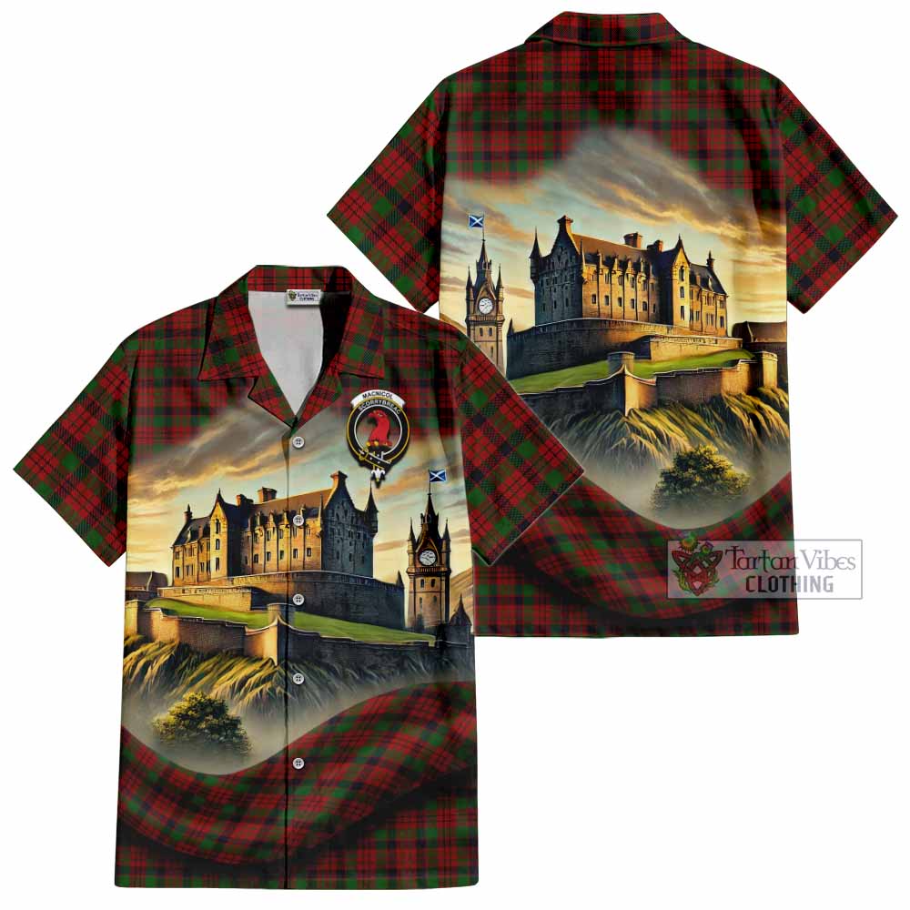 Tartan Vibes Clothing MacNicol (McNicol) Tartan Family Crest Short Sleeve Button Shirt with Scottish Ancient Castle Style