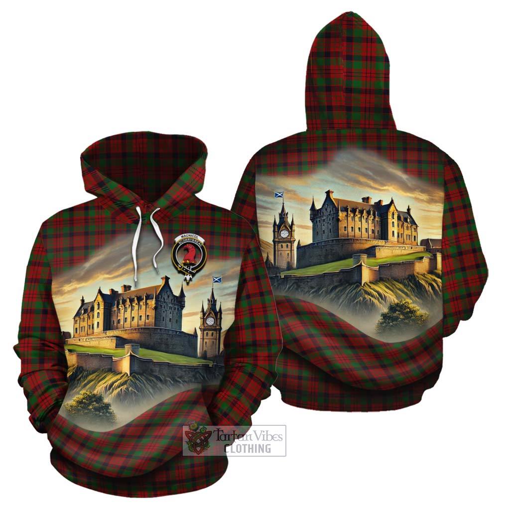 Tartan Vibes Clothing MacNicol (McNicol) Tartan Family Crest Cotton Hoodie with Scottish Ancient Castle Style