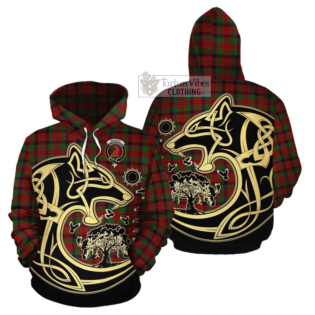 Tartan Vibes Clothing MacNicol (McNicol) Tartan Cotton Hoodie with Family Crest Celtic Wolf Style