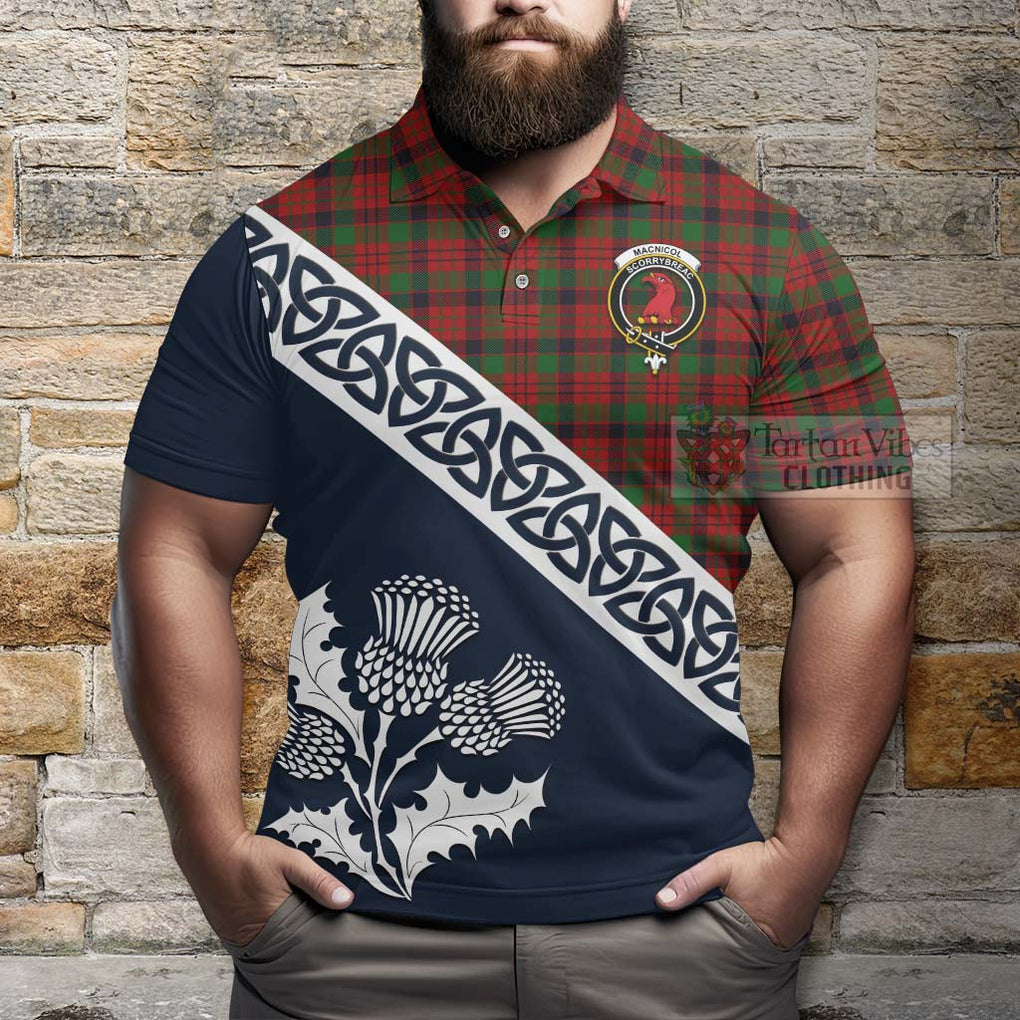 MacNicol (McNicol) Tartan Polo Shirt Featuring Thistle and Scotland Map