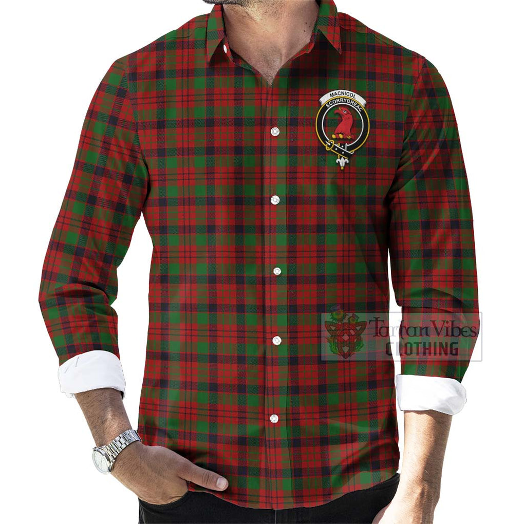 Tartan Vibes Clothing MacNicol (McNicol) Tartan Long Sleeve Button Shirt with Family Crest and Bearded Skull Holding Bottles of Whiskey