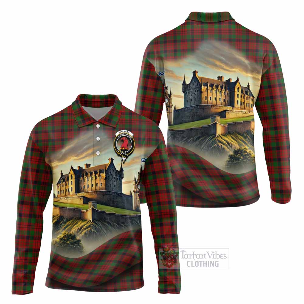 Tartan Vibes Clothing MacNicol (McNicol) Tartan Family Crest Long Sleeve Polo Shirt with Scottish Ancient Castle Style
