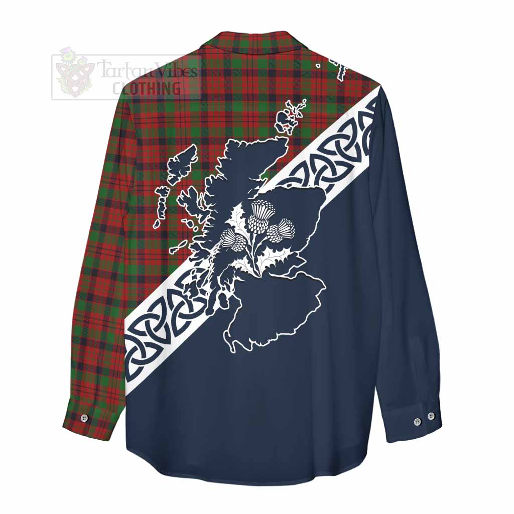 Tartan Vibes Clothing MacNicol (McNicol) Tartan Women's Casual Shirt Featuring Thistle and Scotland Map