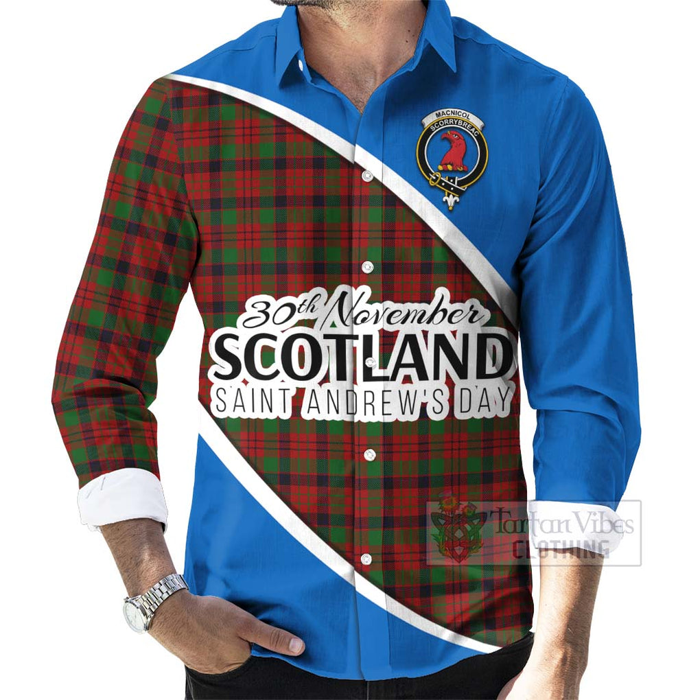Tartan Vibes Clothing MacNicol (McNicol) Family Crest Tartan Long Sleeve Button Shirt Celebrate Saint Andrew's Day in Style