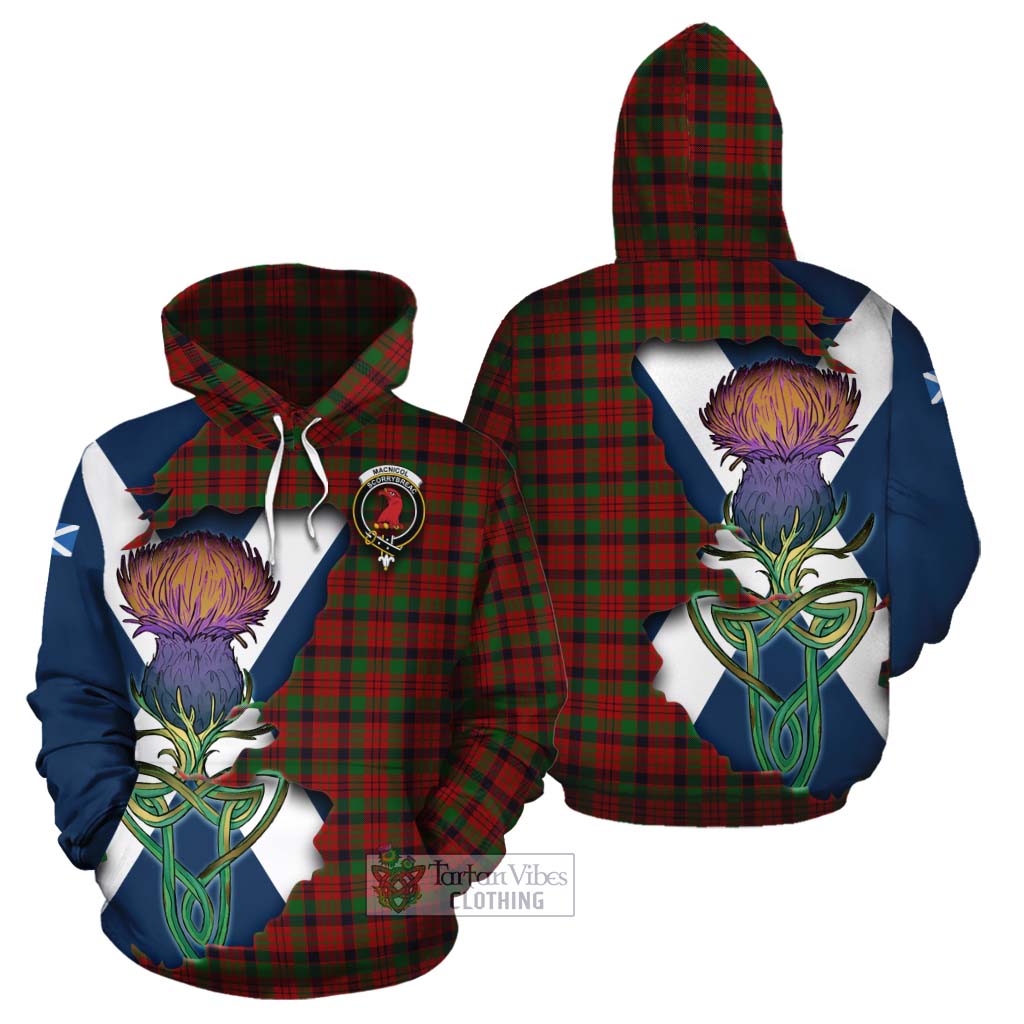 Tartan Vibes Clothing MacNicol (McNicol) Tartan Family Crest Cotton Hoodie Scottish Thistle Celtic Inspired