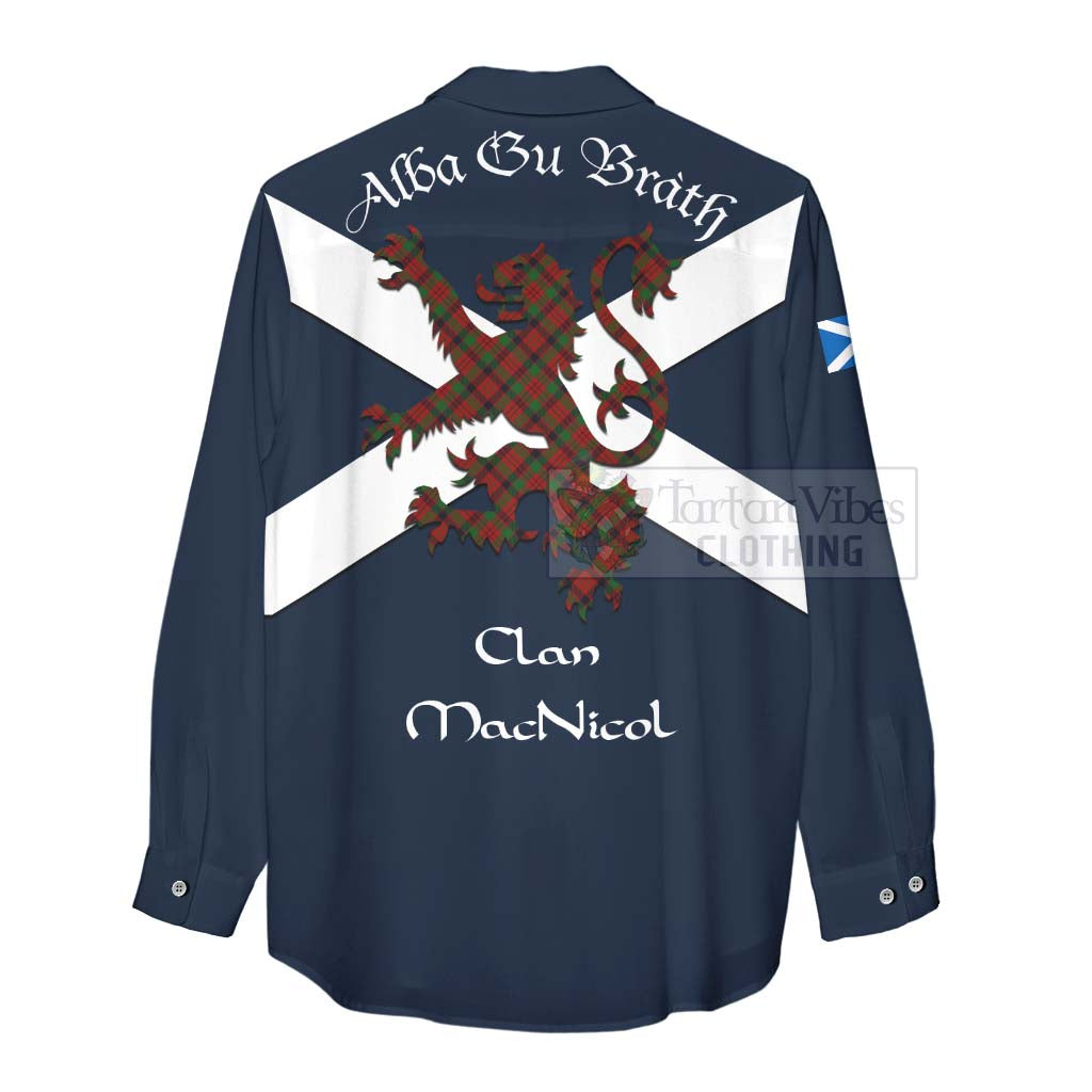 Tartan Vibes Clothing MacNicol (McNicol) Tartan Lion Rampant Women's Casual Shirt Proudly Display Your Heritage with Alba Gu Brath and Clan Name