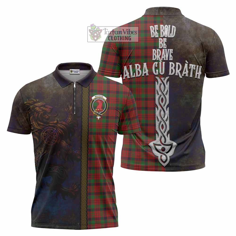 Tartan Vibes Clothing MacNicol (McNicol) Tartan Family Crest Zipper Polo Shirt Alba Gu Brath Be Brave Lion Ancient Style