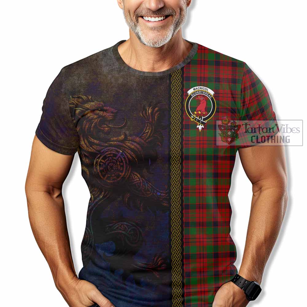 Tartan Vibes Clothing MacNicol (McNicol) Tartan Family Crest T-Shirt Alba Gu Brath Be Brave Lion Ancient Style