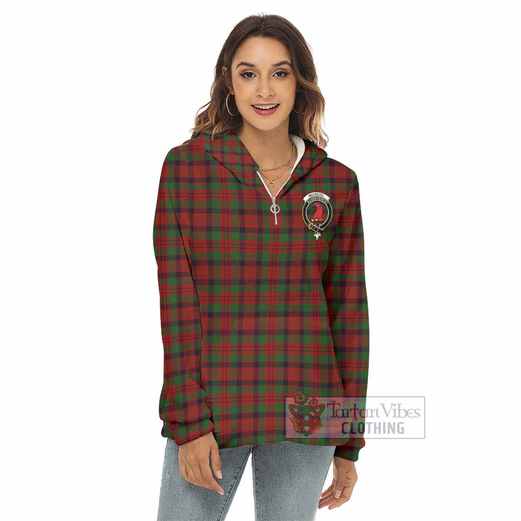 Tartan Vibes Clothing MacNicol (McNicol) Tartan Crest Women's Borg  Half Zip Fleece Hoodie