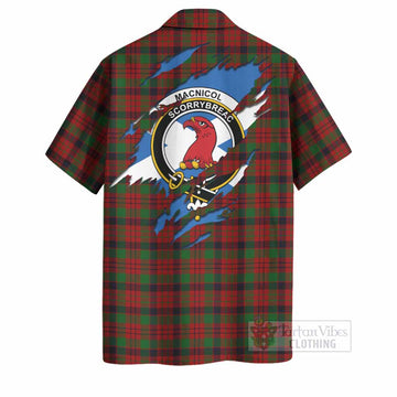 MacNicol (McNicol) Clan Crest In Me Tartan Hawaiian Shirt Scotland Flag Style