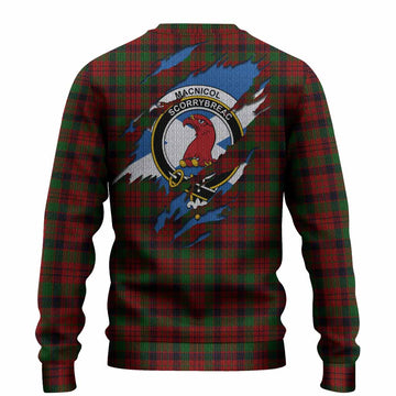 MacNicol (McNicol) Clan Crest In Me Tartan Knitted Sweater Scotland Flag Style
