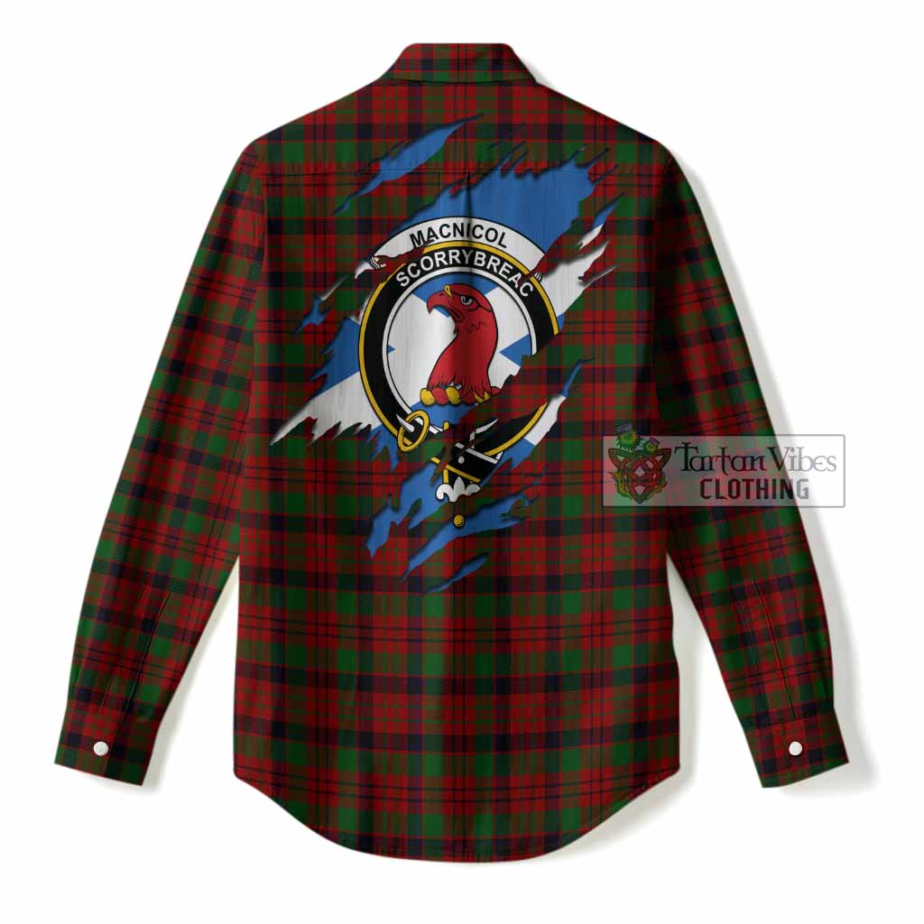 MacNicol (McNicol) Clan Crest In Me Tartan Women Casual Shirt Scotland Flag Style