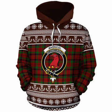 MacNicol (McNicol) Clan Tartan Christmas Cotton Hoodie with Family Crest
