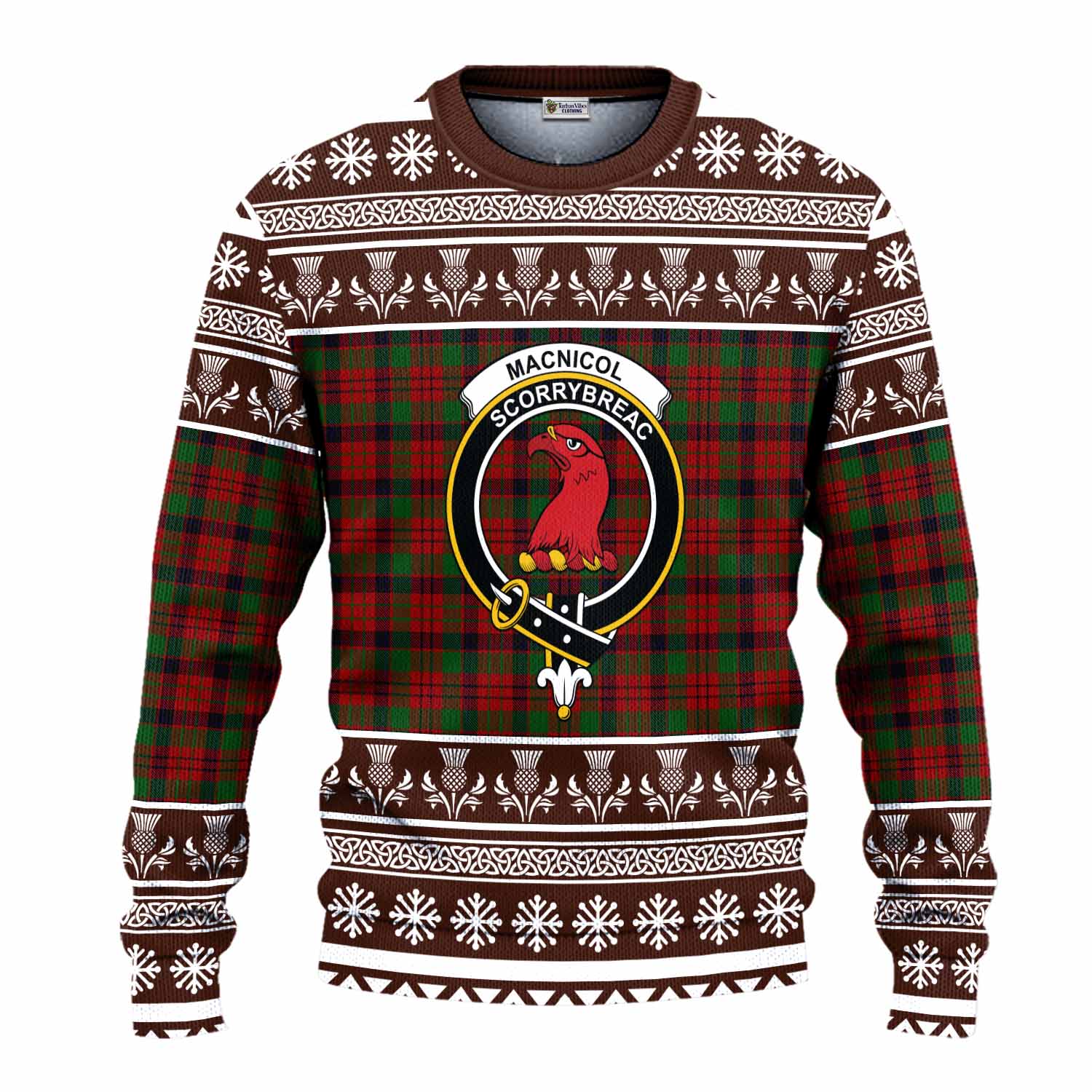 MacNicol (McNicol) Clan Tartan Christmas Ugly Sweater with Family Crest - Tartan Vibes Clothing