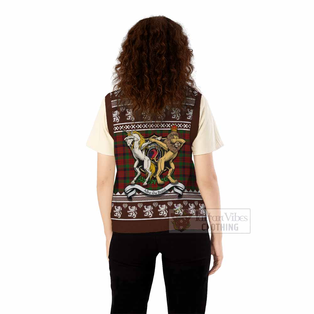 MacNicol (McNicol) Clan Tartan Crest Christmas Knitted V-Neck Vest Coat of Arms Funny Style - Tartan Vibes Clothing