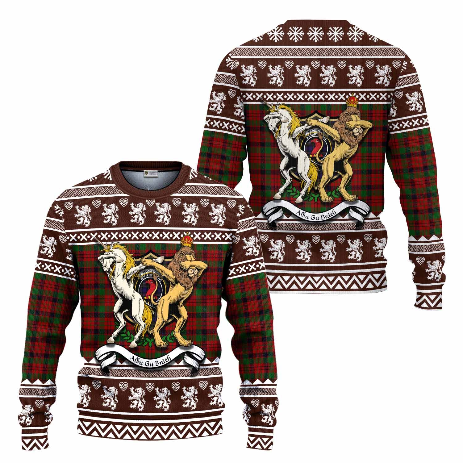 MacNicol (McNicol) Clan Tartan Crest Christmas Ugly Sweater Coat of Arms Funny Style - Tartan Vibes Clothing