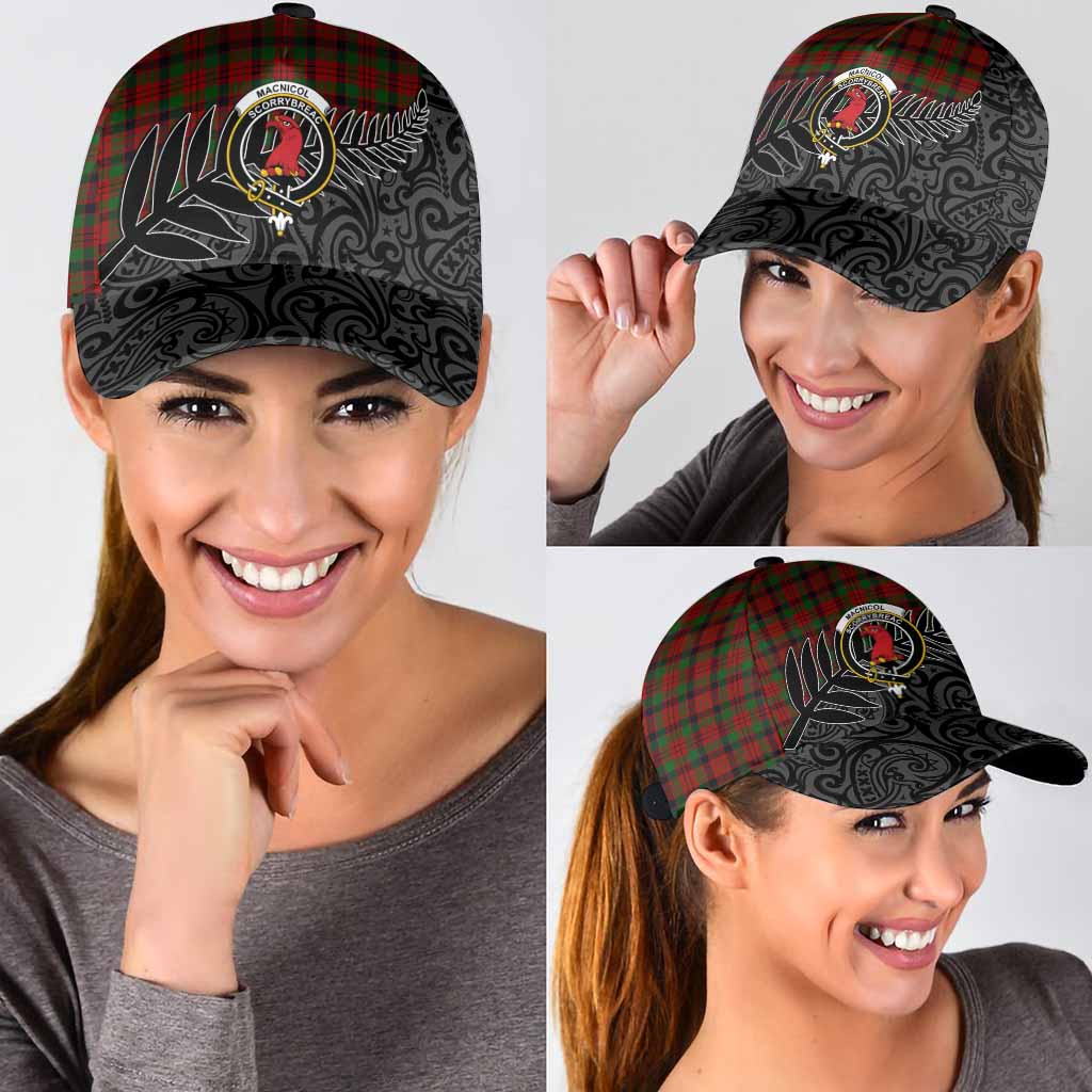 MacNicol (McNicol) Crest Tartan Classic Cap with New Zealand Silver Fern Half Style