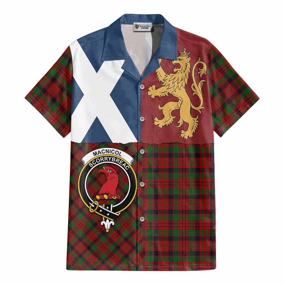 MacNicol (McNicol) Crest Tartan Cotton Hawaiian Shirt with Lion Rampant Saltire Style - Tartan Vibes Clothing