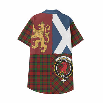 MacNicol (McNicol) Crest Tartan Kid Hawaiian Shirt with Lion Rampant Saltire Style