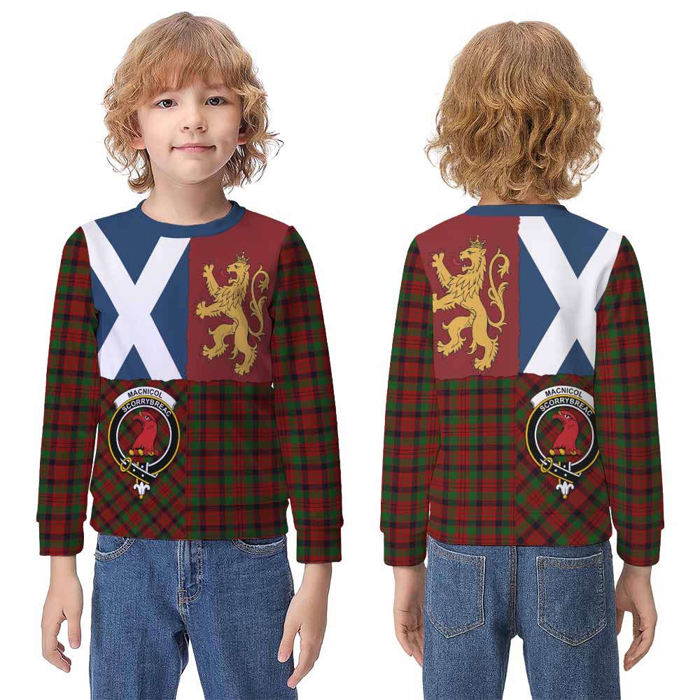 MacNicol (McNicol) Crest Tartan Kid Knitted Sweatshirt with Lion Rampant Saltire Style - Tartan Vibes Clothing