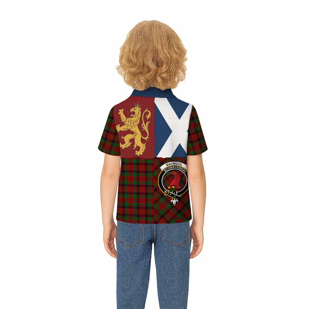MacNicol (McNicol) Crest Tartan Kid Polo Shirt with Lion Rampant Saltire Style - Tartan Vibes Clothing