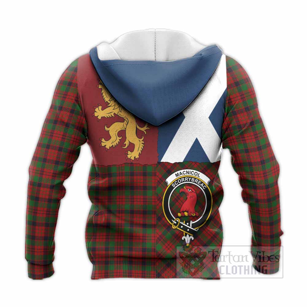 MacNicol (McNicol) Crest Tartan Knitted Hoodie with Lion Rampant Saltire Style